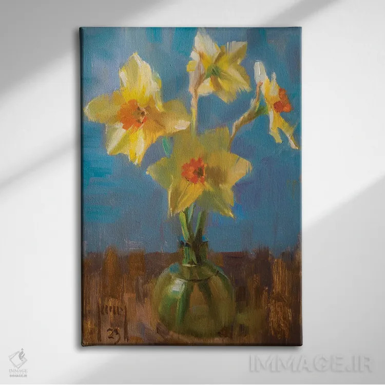 تابلو نرگسها اثر الکس کلی - نمای روبهرو روی دیوار