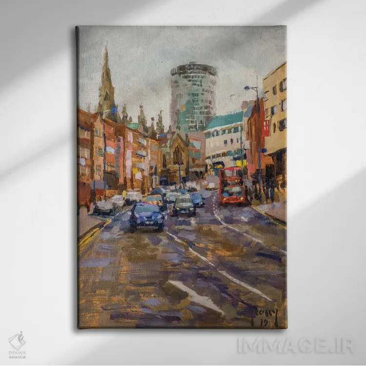 تابلو Digbeth, Birmingham,ساعت شلوغی، دیگبث، بیرمنگام (انگلستان) اثر الکس کلی - نمای روبهرو روی دیوار