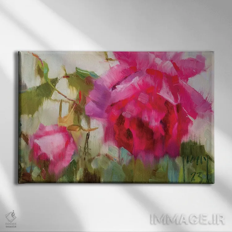 تابلو صورتی پررنگ اثر الکس کلی - نمای روبهرو روی دیوار