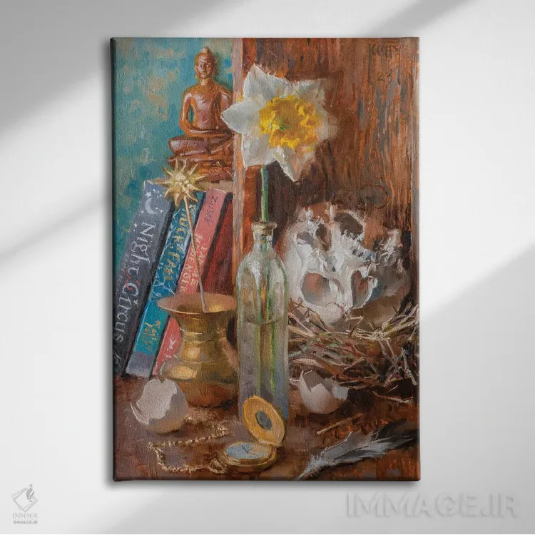 تابلو من پیامآور هستم اثر الکس کلی - نمای روبهرو روی دیوار