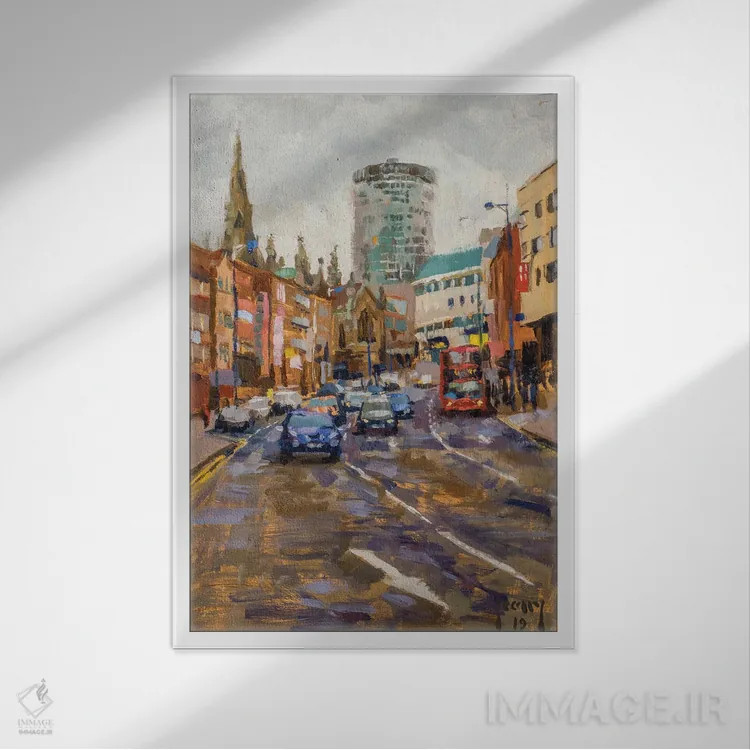 تابلو Digbeth, Birmingham,ساعت شلوغی، دیگبث، بیرمنگام (انگلستان) اثر الکس کلی - نمای قابدار سفید