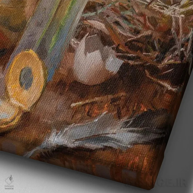 تابلو من پیامآور هستم اثر الکس کلی - نمای نزدیک بافت بوم
