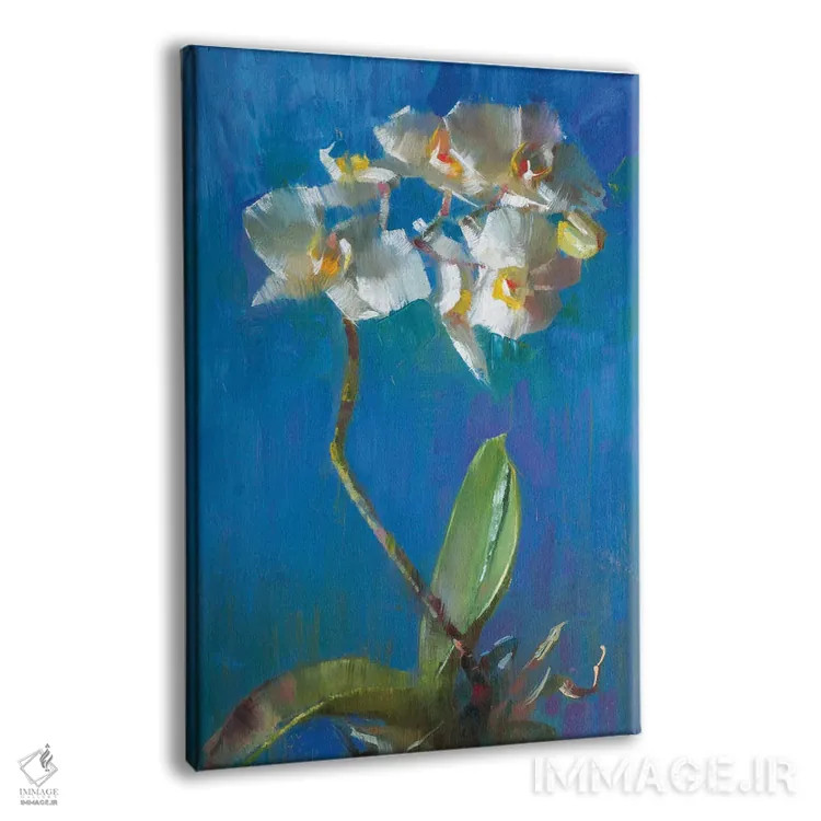 تابلو ارکیده در آبی تیره اثر الکس کلی - نمای پرسپکتیو محصول