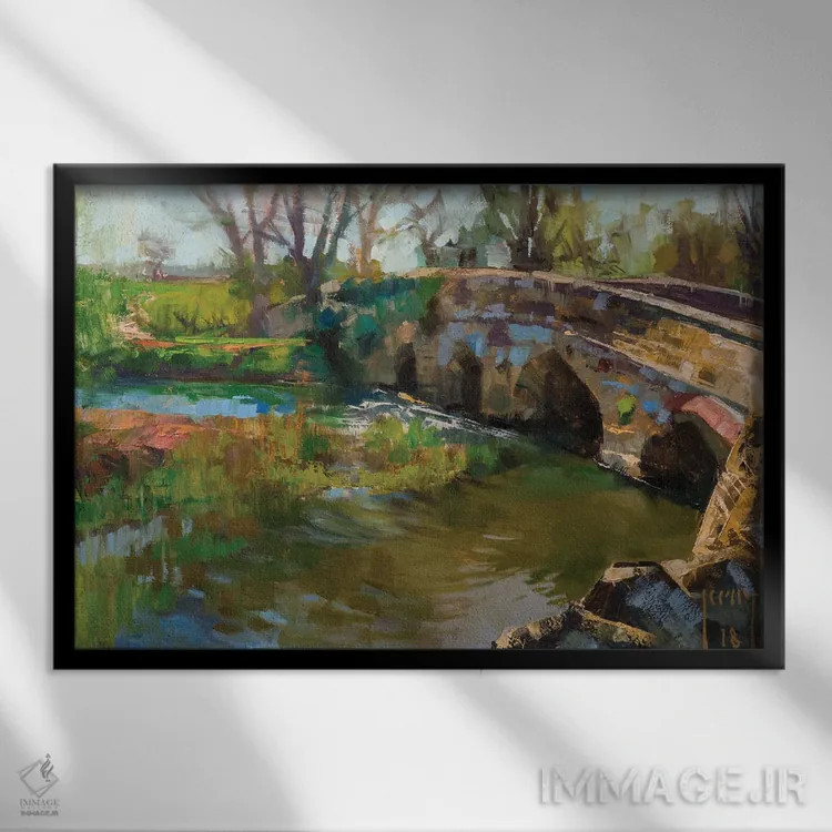 تابلو پل سنگی در داباورگتون اثر الکس کلی - نمای قابدار مشکی