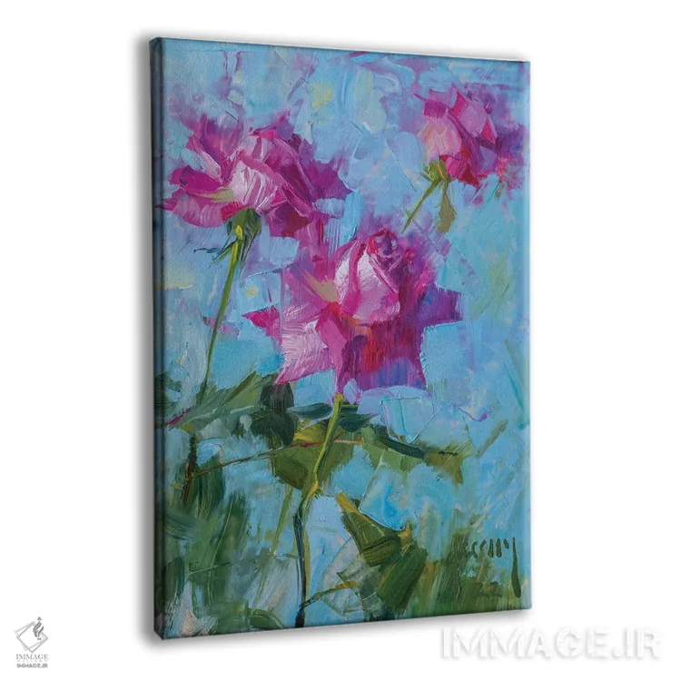 تابلو سهتایی رز صورتی اثر الکس کلی - نمای پرسپکتیو محصول