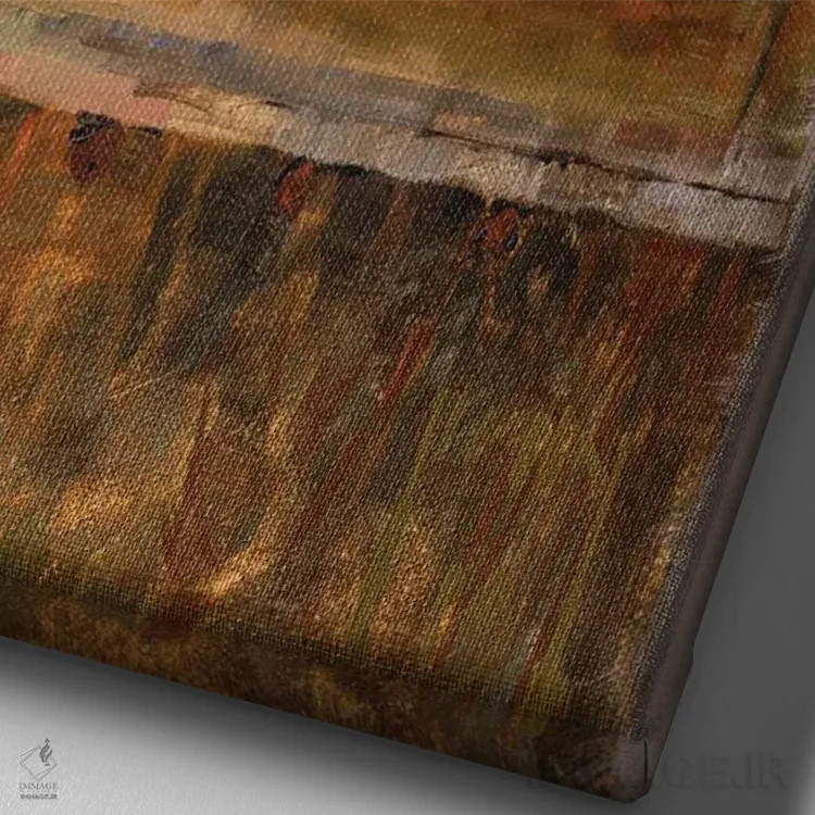 تابلو شیر و بیسکویت اثر الکس کلی - نمای نزدیک بافت بوم