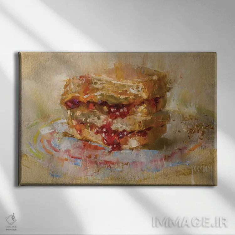 تابلو کره بادامزمینی و مربا (PB&J، ساندویچ معروف آمریکایی) اثر الکس کلی - نمای روبهرو روی دیوار