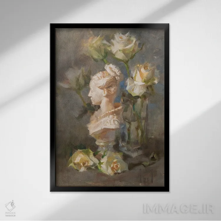 تابلو رز نیمسایه اثر الکس کلی - نمای قابدار مشکی