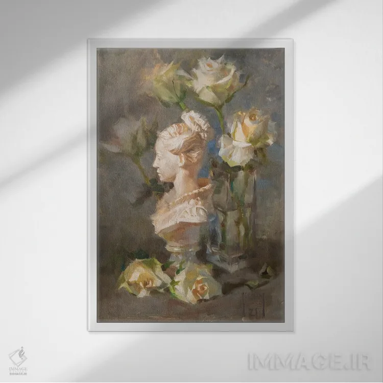 تابلو رز نیمسایه اثر الکس کلی - نمای قابدار سفید