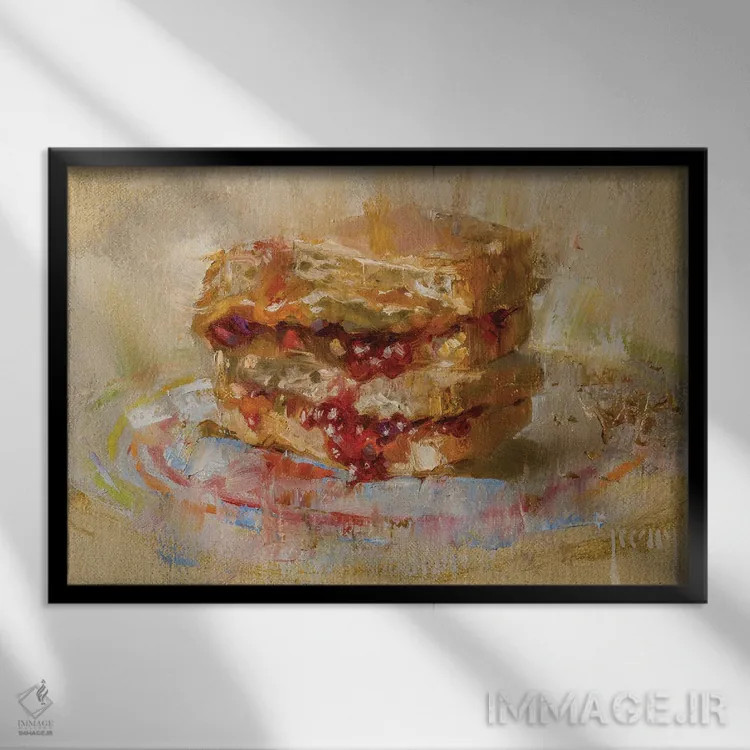 تابلو کره بادامزمینی و مربا (PB&J، ساندویچ معروف آمریکایی) اثر الکس کلی - نمای قابدار مشکی