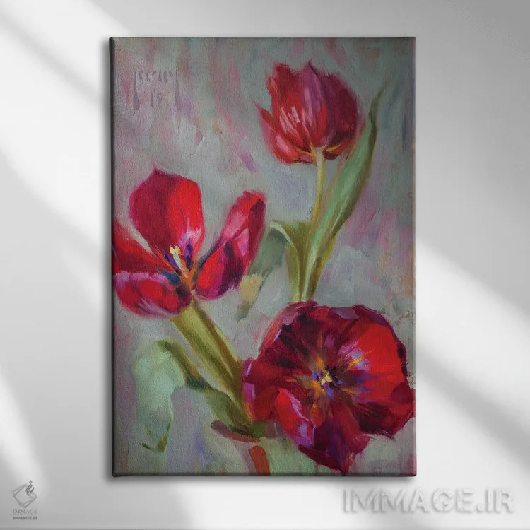 تابلو روند قرمز اثر الکس کلی - نمای روبهرو روی دیوار