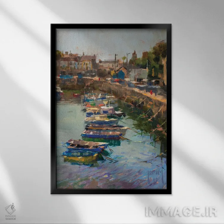 تابلو بندر پورتلوین (در فضای باز) اثر الکس کلی - نمای قابدار مشکی