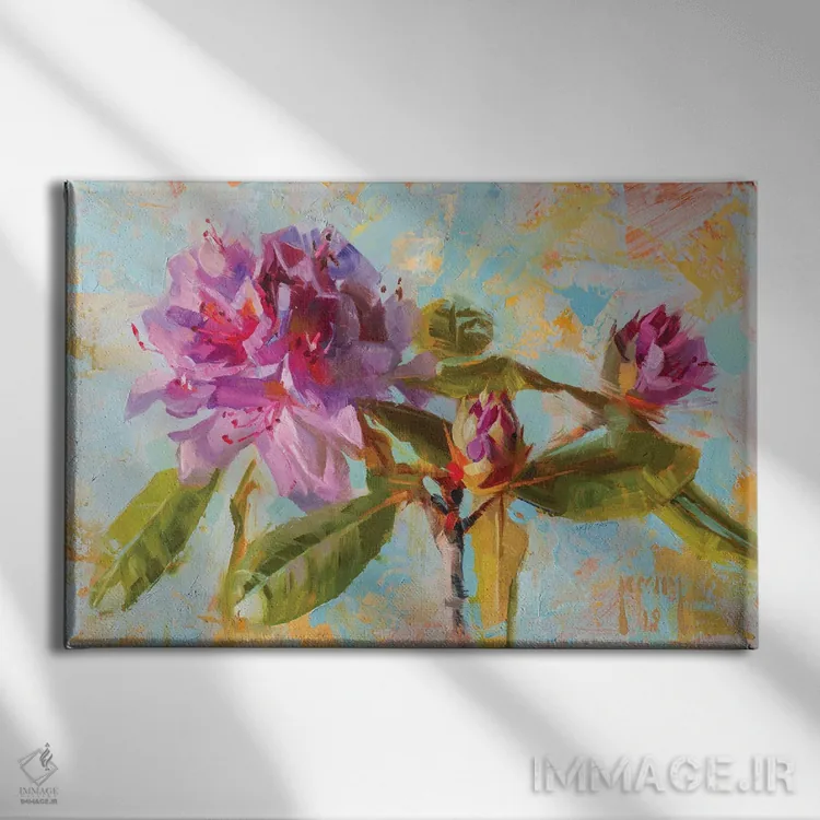 تابلو رودودندرون (نوعی گل) اثر الکس کلی - نمای روبهرو روی دیوار