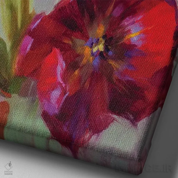 تابلو روند قرمز اثر الکس کلی - نمای نزدیک بافت بوم