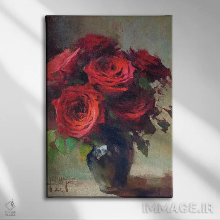 تابلو پوشیده در قرمز تیره اثر الکس کلی - نمای روبهرو روی دیوار