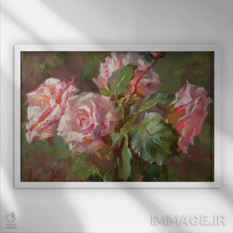 تابلو رزها برای ریچارد اثر الکس کلی - نمای قابدار سفید