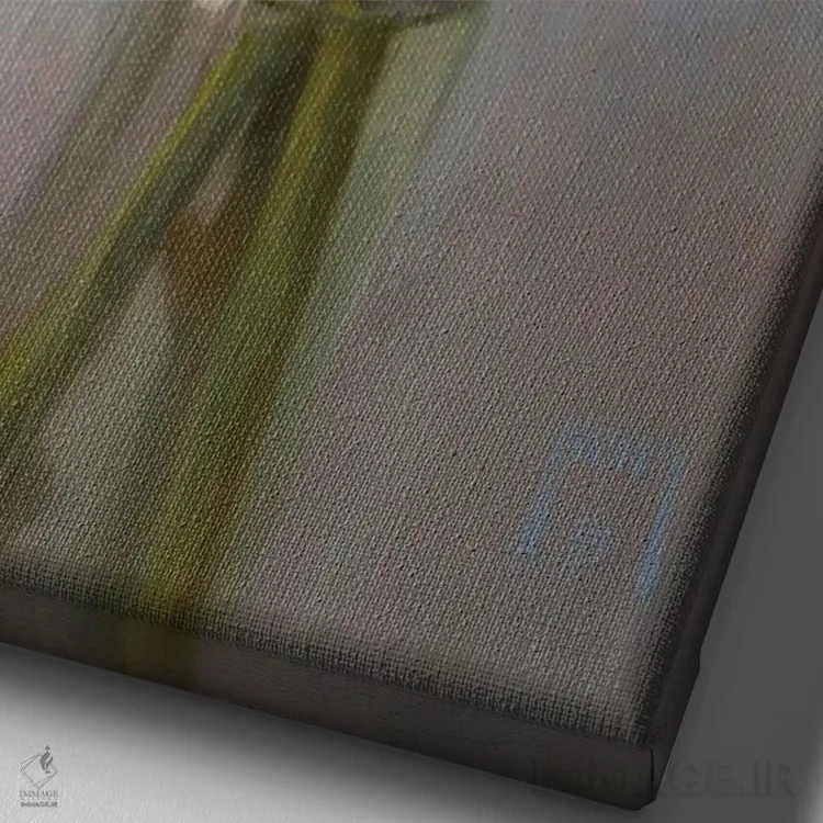 تابلو آفتابگردانها در بطری قدیمی اثر الکس کلی - نمای نزدیک بافت بوم