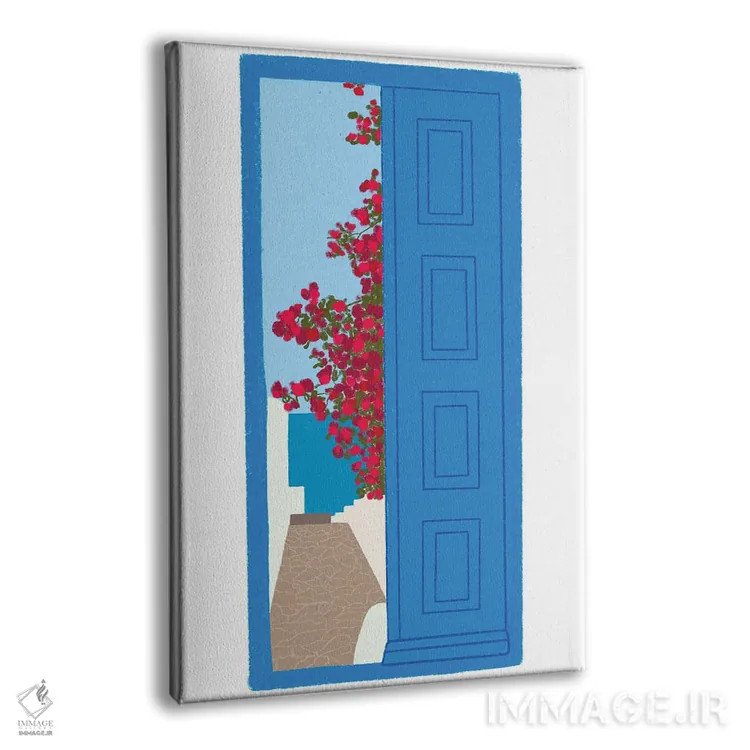 تابلو درِ آبی سانتورینی اثر آمایا - نمای پرسپکتیو محصول