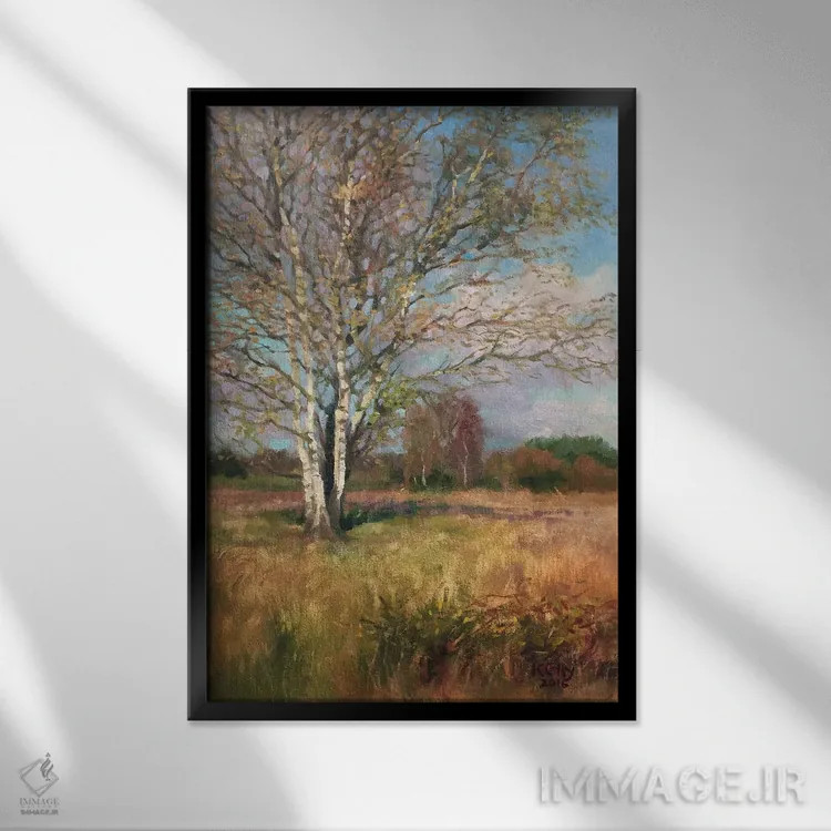 تابلو غان نقرهای (درخت) اثر الکس کلی - نمای قابدار مشکی