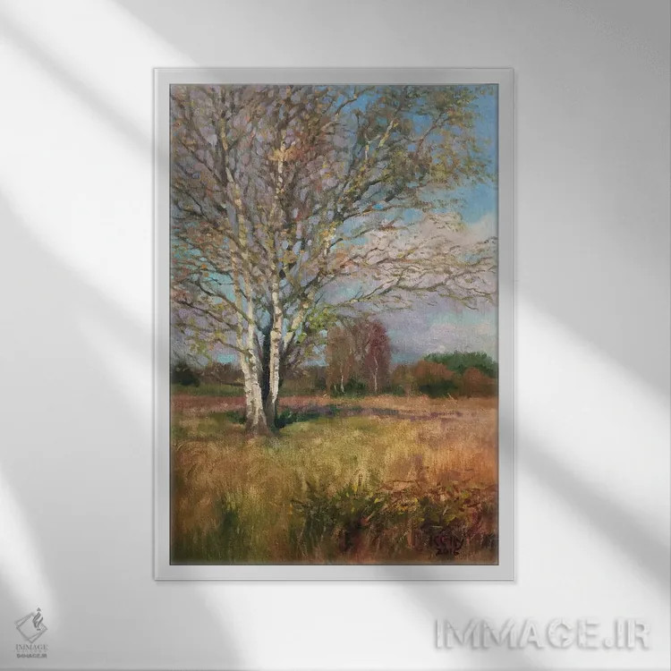 تابلو غان نقرهای (درخت) اثر الکس کلی - نمای قابدار سفید