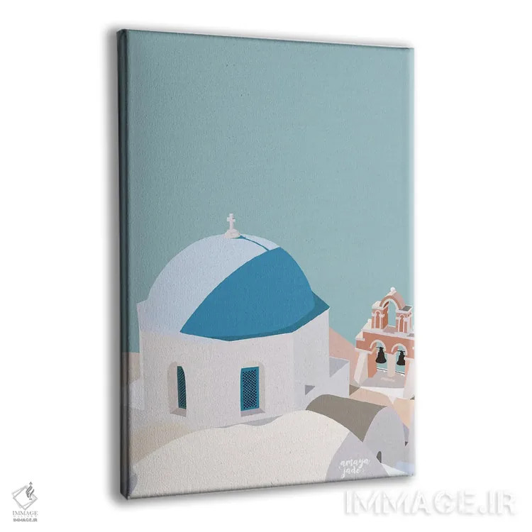 تابلو آبی سانتورینی اثر آمایا - نمای پرسپکتیو محصول