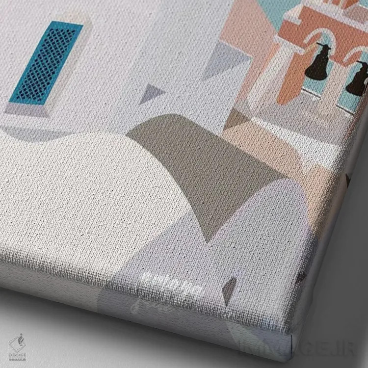 تابلو آبی سانتورینی اثر آمایا - نمای نزدیک بافت بوم