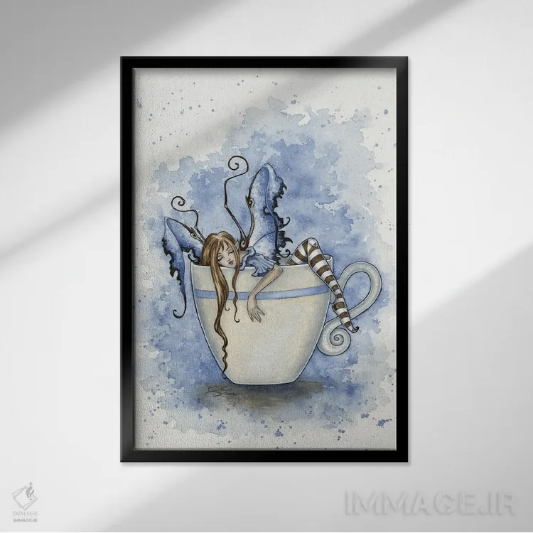 تابلو من به قهوه نیاز دارم اثر امی براون - نمای قابدار مشکی