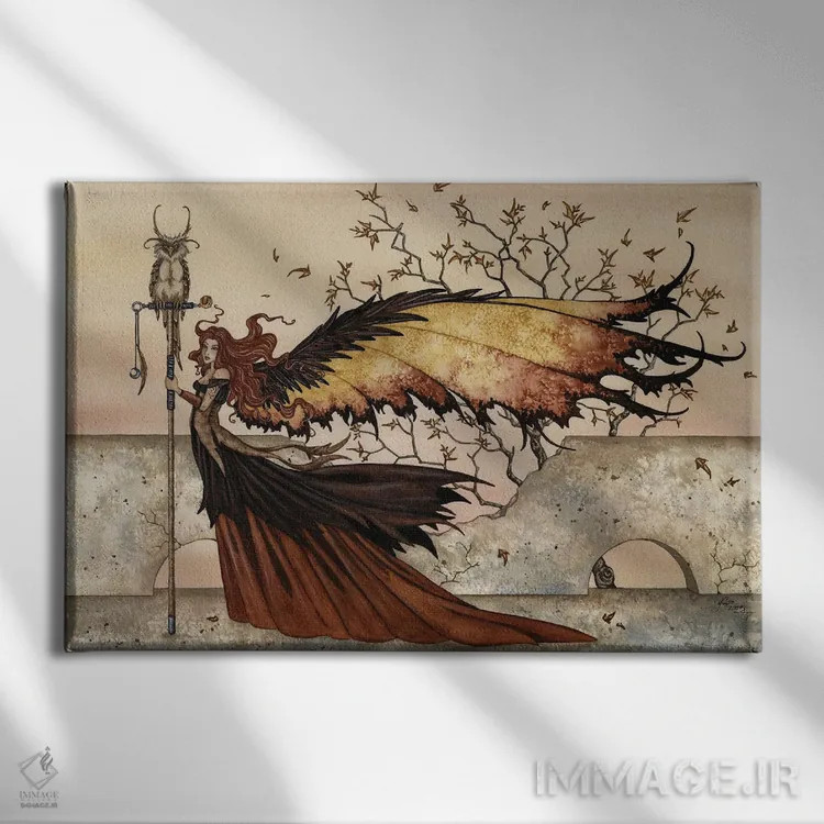تابلو قدمزنی پاییزی اثر امی براون - نمای روبهرو روی دیوار
