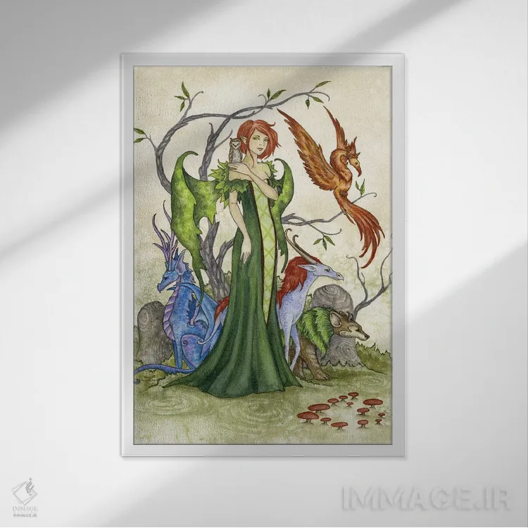 تابلو مجموعه جانوران (مجموعه حیوانات) اثر امی براون - نمای قابدار سفید