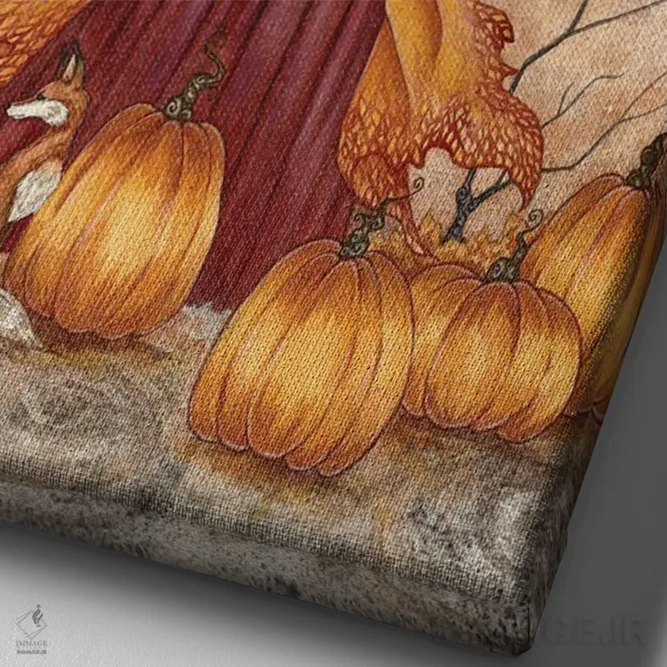 تابلو ملکهٔ کدو تنبل اثر امی براون - نمای نزدیک بافت بوم