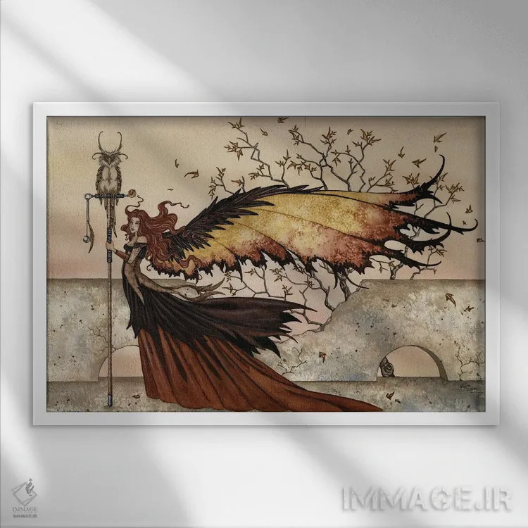 تابلو قدمزنی پاییزی اثر امی براون - نمای قابدار سفید