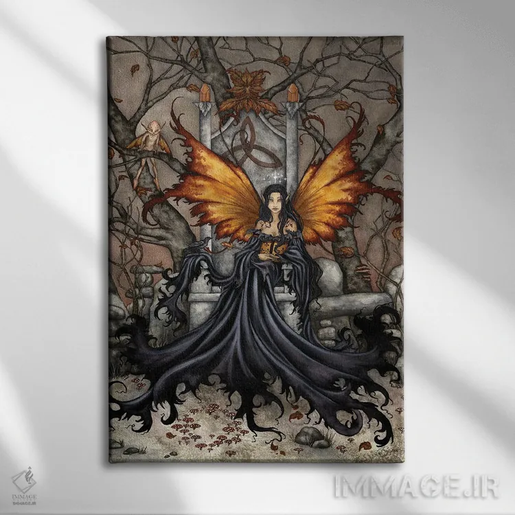 تابلو ملکه مب (شخصیت افسانهای) اثر امی براون - نمای روبهرو روی دیوار