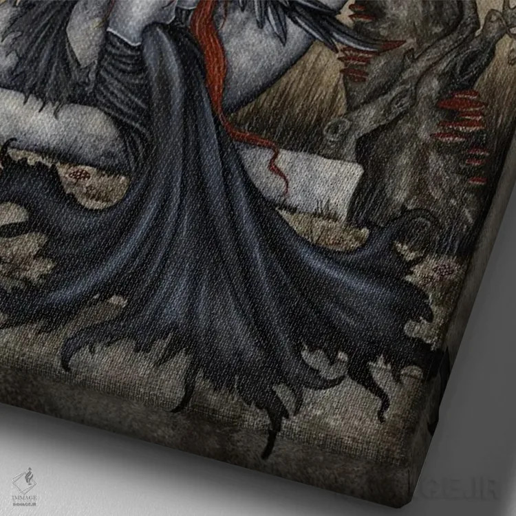 تابلو بیا کمی بمان اثر امی براون - نمای نزدیک بافت بوم