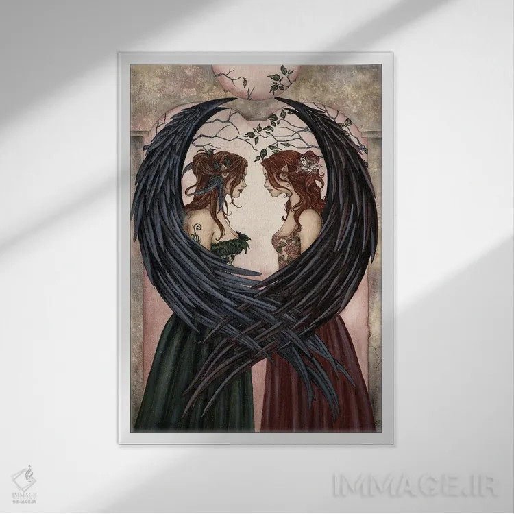 تابلو خواهران اثر امی براون - نمای قابدار سفید