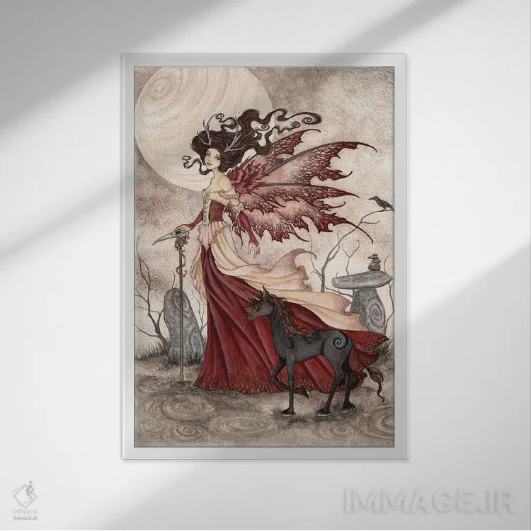 تابلو ملکهٔ سرخ اثر امی براون - نمای قابدار سفید