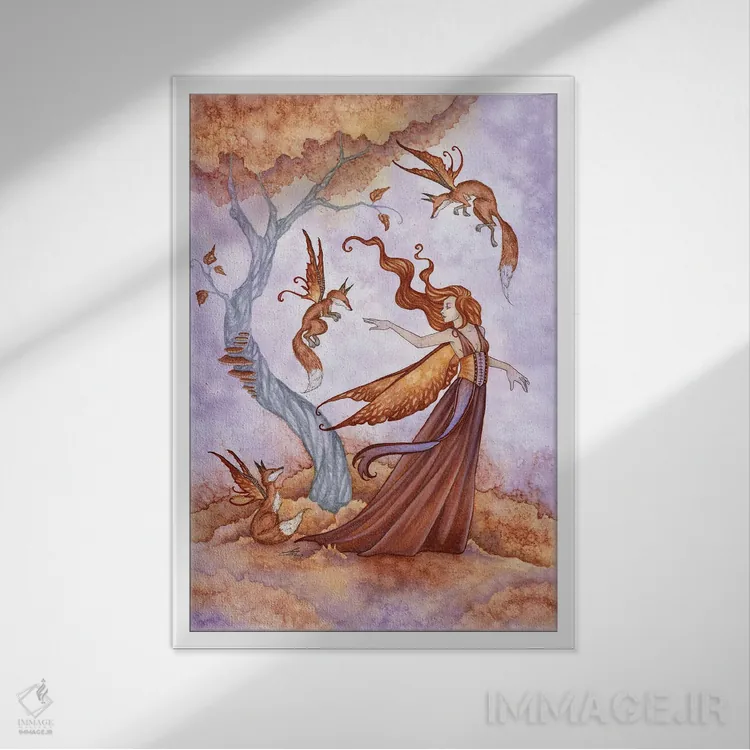 تابلو همراهان پاییزی اثر امی براون - نمای قابدار سفید