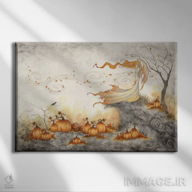 تابلو زمزمهها در کدو تنبلزار اثر امی براون - نمای روبهرو روی دیوار