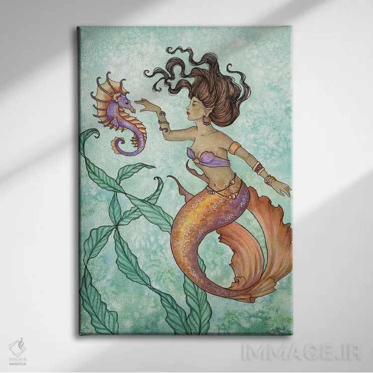 تابلو اسب دریایی خجالتی اثر امی براون - نمای روبهرو روی دیوار