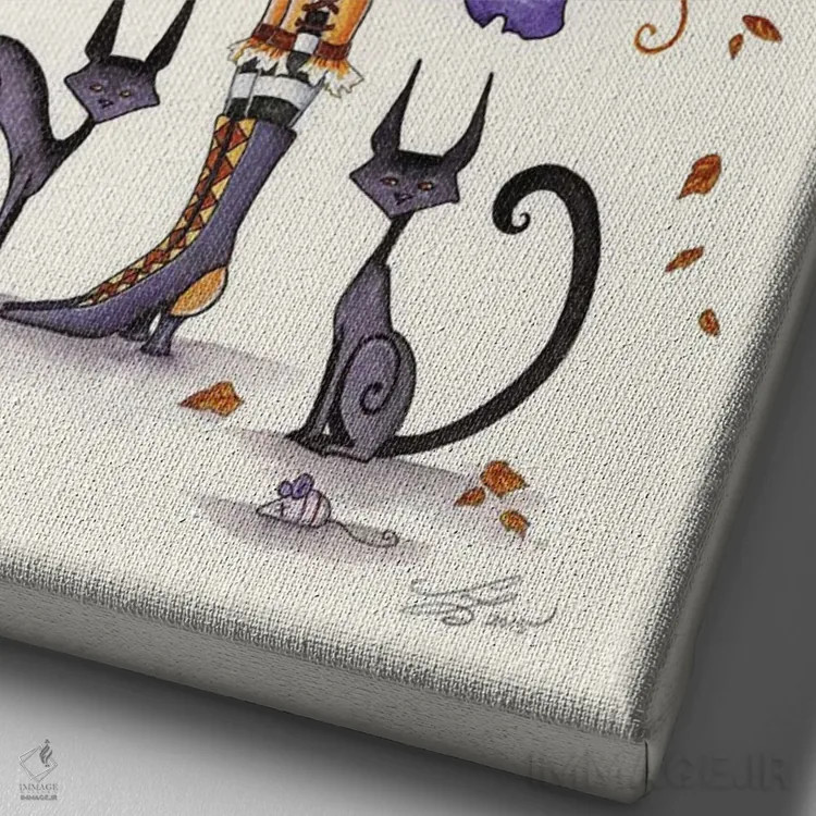 تابلو جادوگر پاییزی اثر امی براون - نمای نزدیک بافت بوم