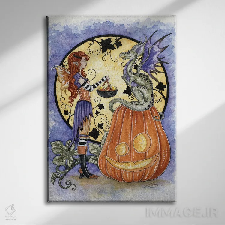 تابلو عشق اژدها به آبنبات ذرتی اثر امی براون - نمای روبهرو روی دیوار