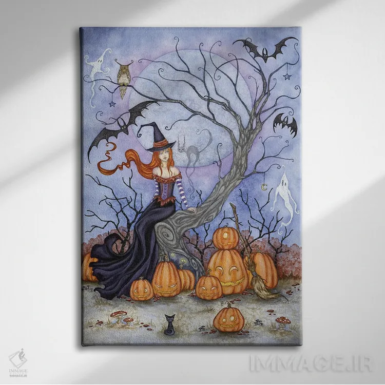 تابلو درخت هالووین اثر امی براون - نمای روبهرو روی دیوار