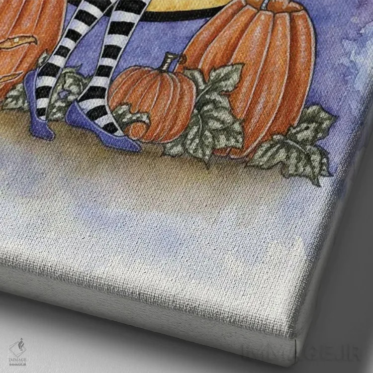 تابلو کدو تنبلزار تسخیرشده اثر امی براون - نمای نزدیک بافت بوم