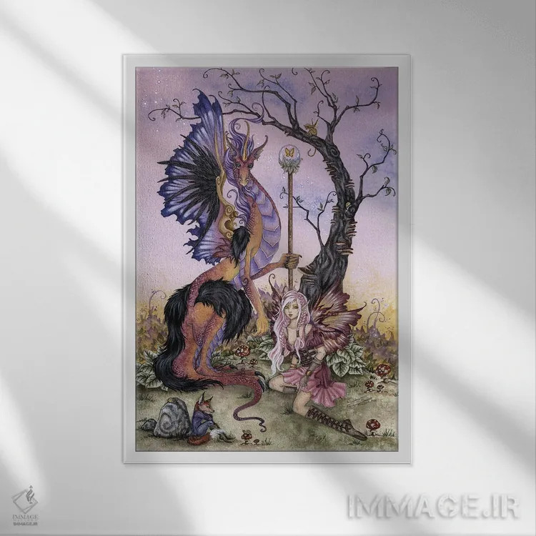 تابلو گردهمایی هنگام سپیدهدم اثر امی براون - نمای قابدار سفید