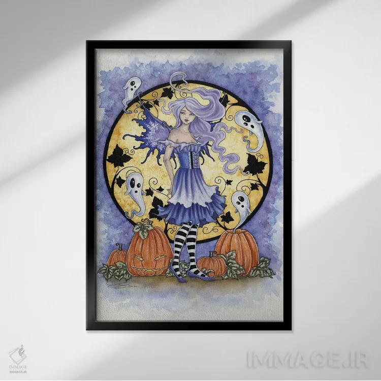 تابلو کدو تنبلزار تسخیرشده اثر امی براون - نمای قابدار مشکی