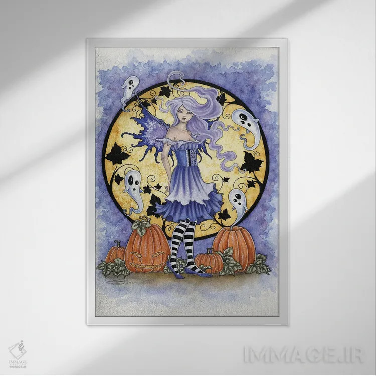 تابلو کدو تنبلزار تسخیرشده اثر امی براون - نمای قابدار سفید