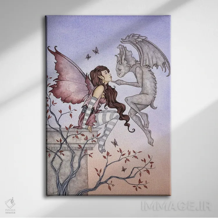 تابلو بوسهی گارگویل اثر امی براون - نمای روبهرو روی دیوار