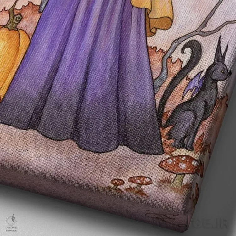 تابلو جادوی هالووین اثر امی براون - نمای نزدیک بافت بوم