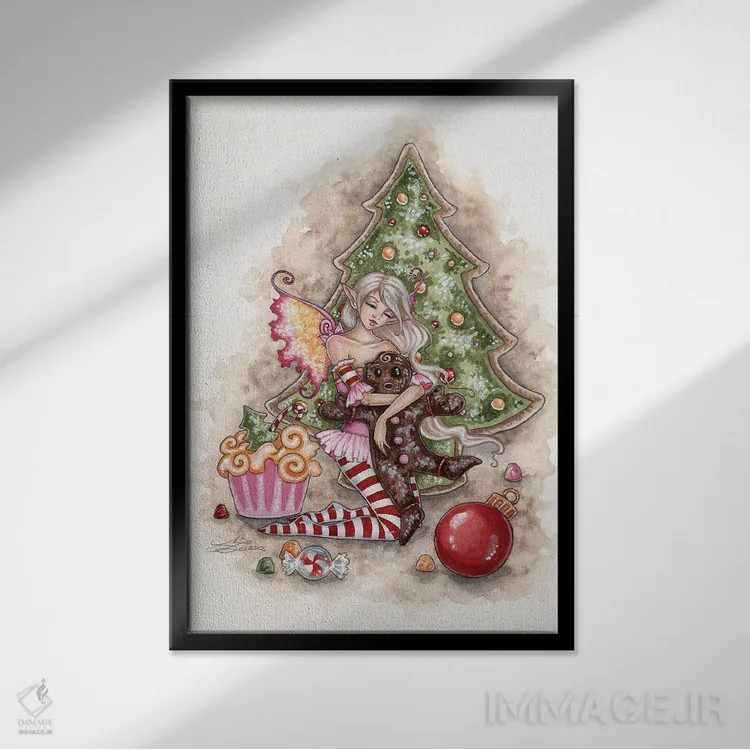 تابلو شب قبل از کریسمس بود اثر امی براون - نمای قابدار مشکی