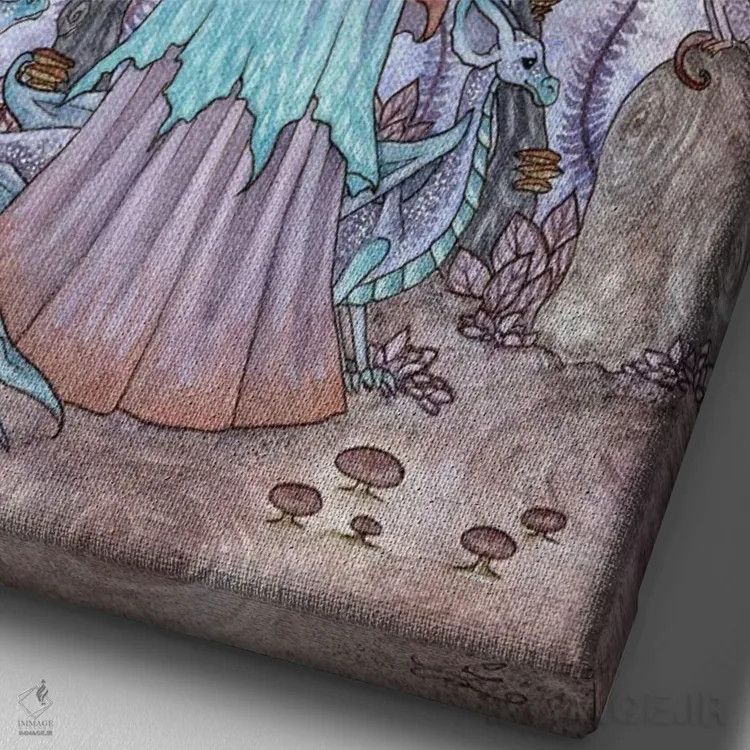 تابلو نگهبان اژدها اثر امی براون - نمای نزدیک بافت بوم