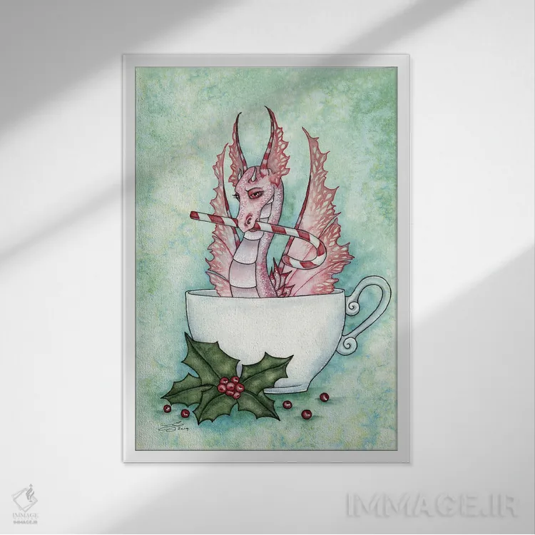 تابلو کاملاً نعناعی اثر امی براون - نمای قابدار سفید